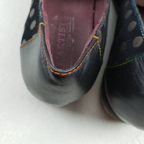 L'Artiste Spring Step Klasik Loafer Women 9 40 Black Suede Polka Dot Tassel Shoe - Picture 13 of 16